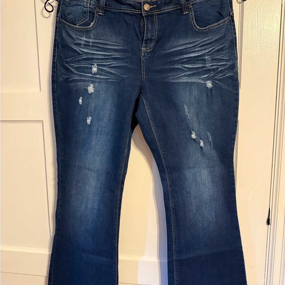Suzanne Betro Dark Blue Flare Jeans